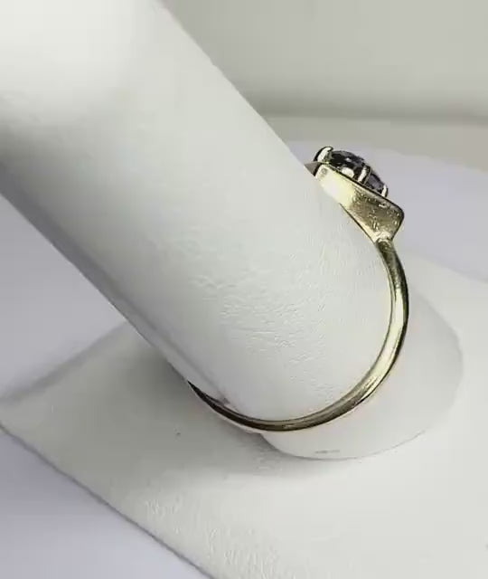 Geometric Iolite Solitaire Ring in Solid 10k Gold size 8.75