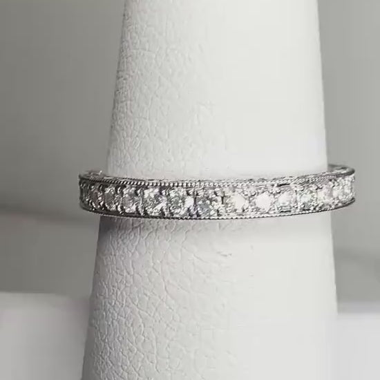 Natural Diamond Stackable Band Ring by Neil Lane in Solid 14k Gold .56ctw. Beautiful Detailing size 6.5