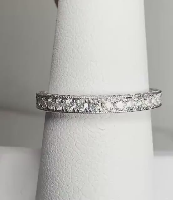 Natural Diamond Stackable Band Ring by Neil Lane in Solid 14k Gold .56ctw. Beautiful Detailing size 6.5