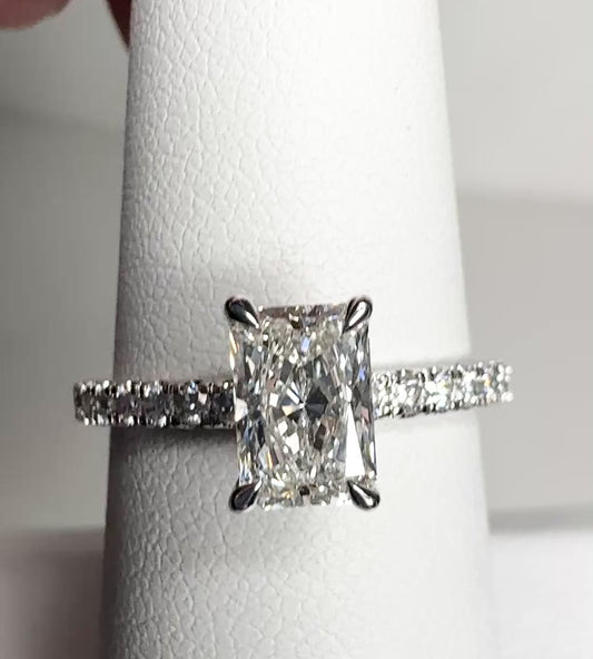 Lab-Grown Fancy Cut Diamond Engagement Ring Solitaire Solid 14k White Gold with IGI Report size 6.75