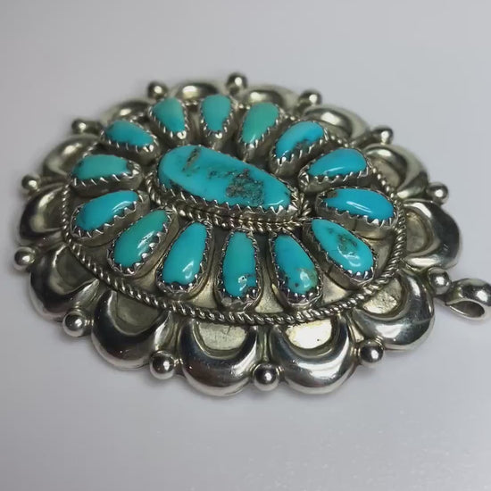Southwest Turquoise sterling silver Pendant Native American signed