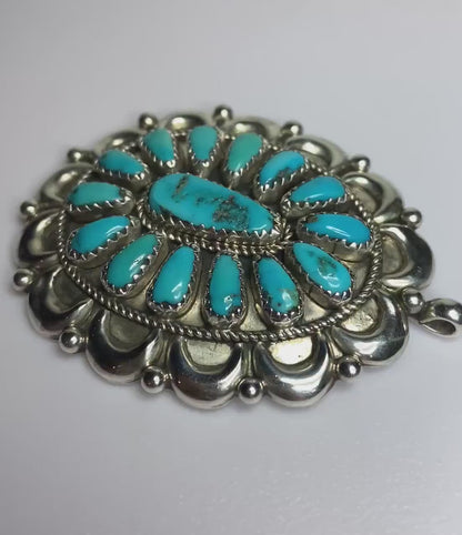 Southwest Turquoise sterling silver Pendant Native American signed