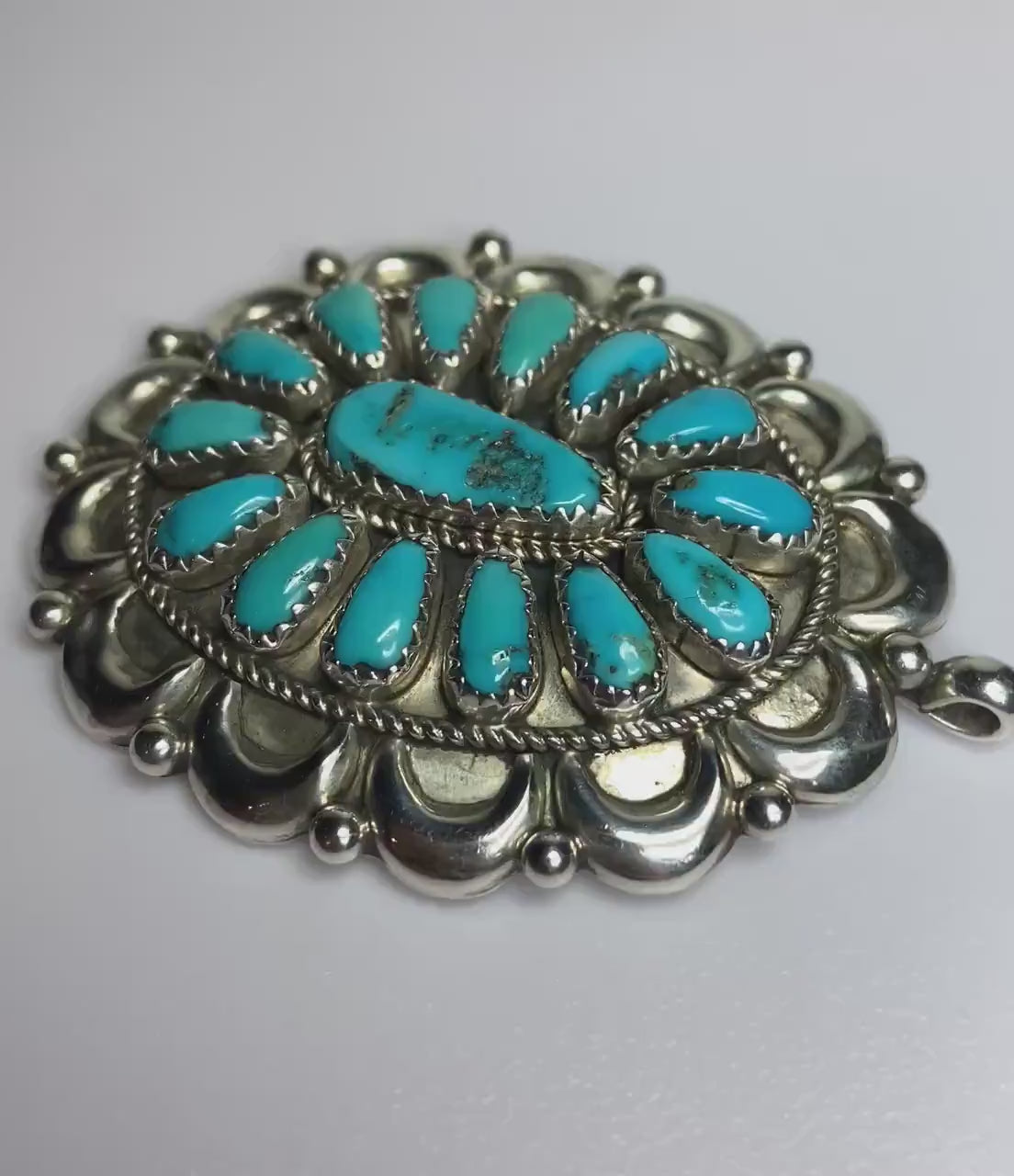 Southwest Turquoise sterling silver Pendant Native American signed