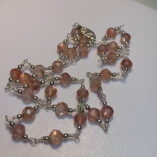 Genuine Oregon Sunstone beaded sterling silver necklace