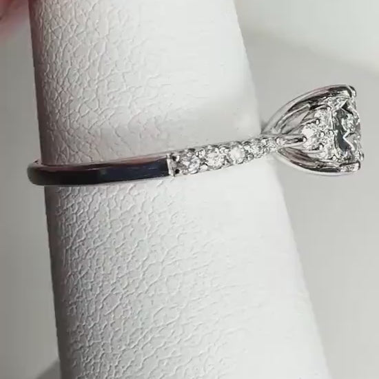 Squared Diamond Halo Cluster Engagement Style Ring Solid 14k White Gold size 4.75