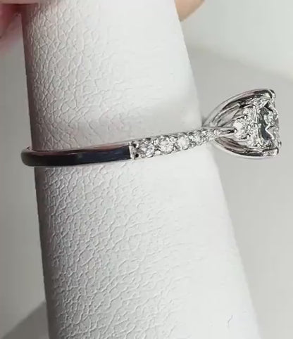 Squared Diamond Halo Cluster Engagement Style Ring Solid 14k White Gold size 4.75