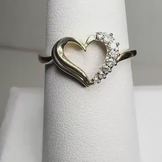 Natural Diamond Heart Ring Solid 10k Gold size 7