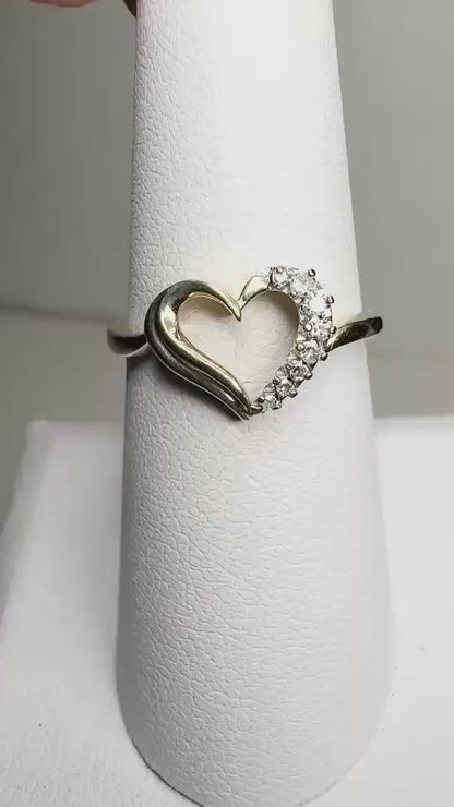 Natural Diamond Heart Ring Solid 10k Gold size 7