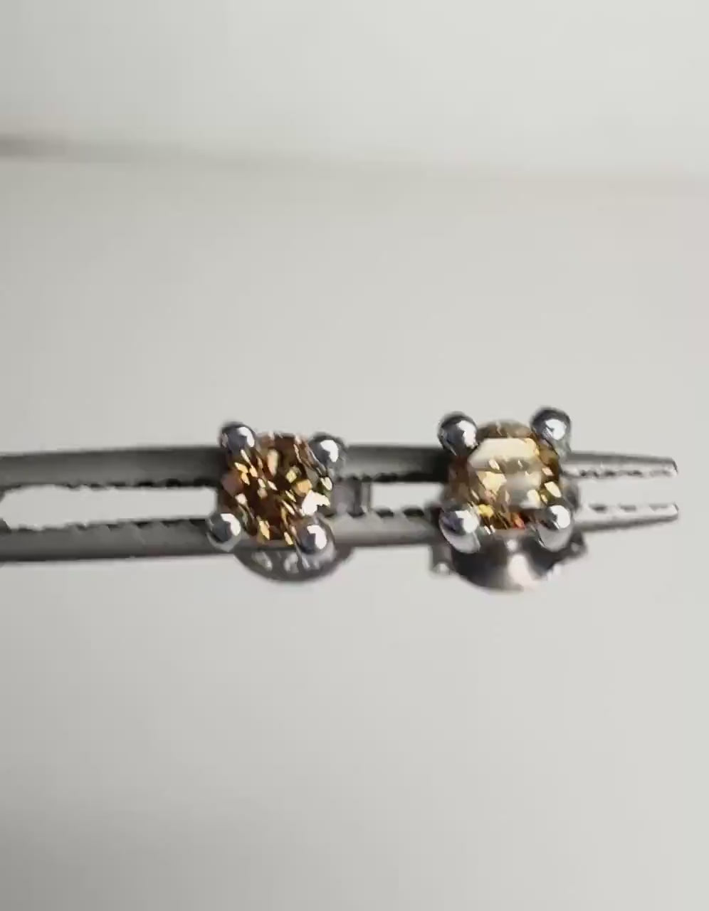 Chocolate Champagne Colored Natural Diamond Stud Earrings in Sterling Silver 3mm .25ctw