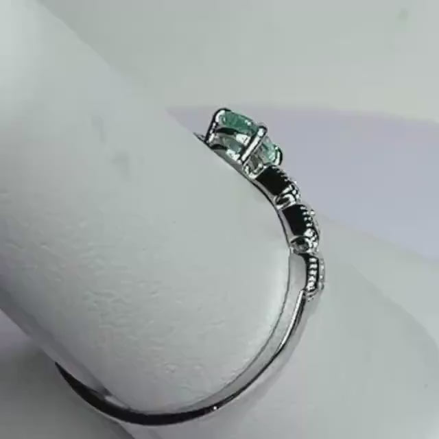 Mint Green Cuprian Paraiba Tourmaline from Mozambique Ring in Sterling Silver size 7