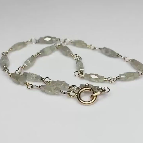 Natural Silver White Faceted Diamond Beaded Bracelet Solid 14k and 10k Gold 2 Tone est. 3ctw+